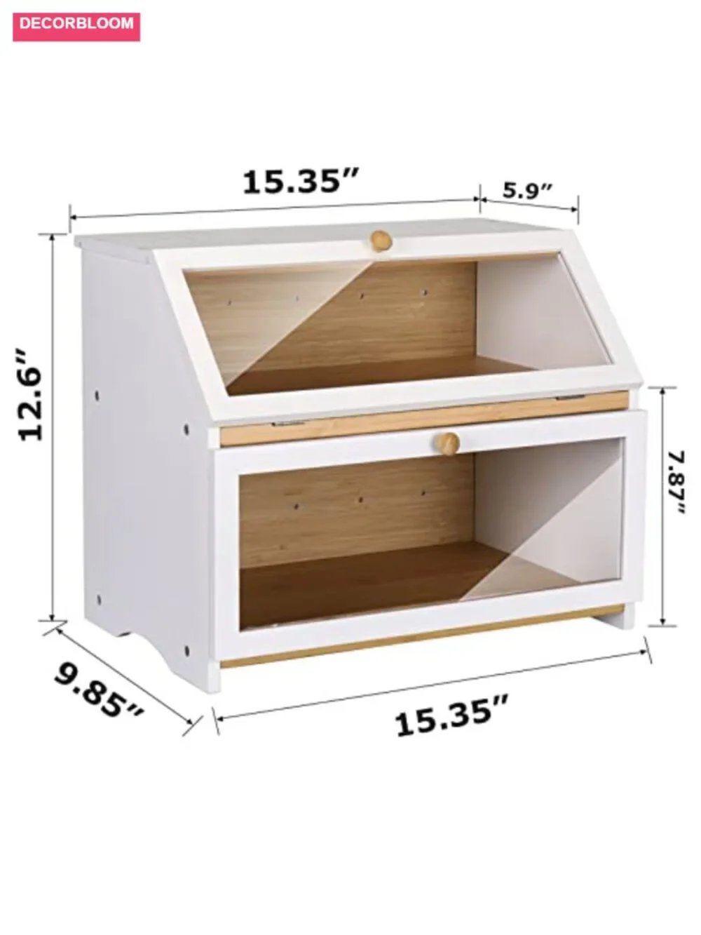 Double Layer Bamboo Bread Box with Clear Window